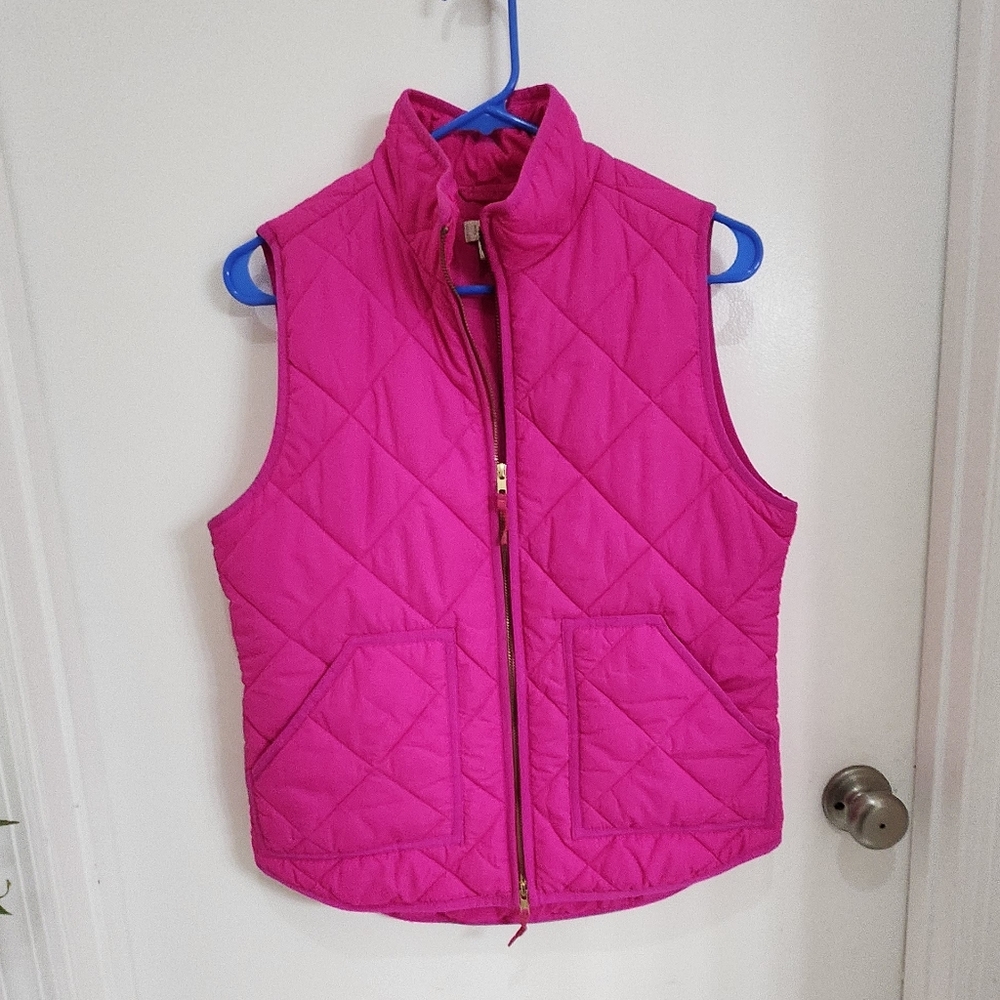 J. Crew Quilted Hot Pink Vest